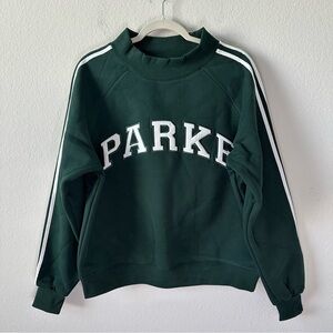 New PARKE Sport Stripe Mockneck in Green SZ S/M